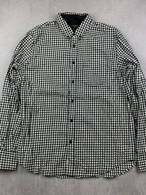 Rag & Bone Mens Shirt Large Black White Check Plaid Button Up Long Sleeve Slim